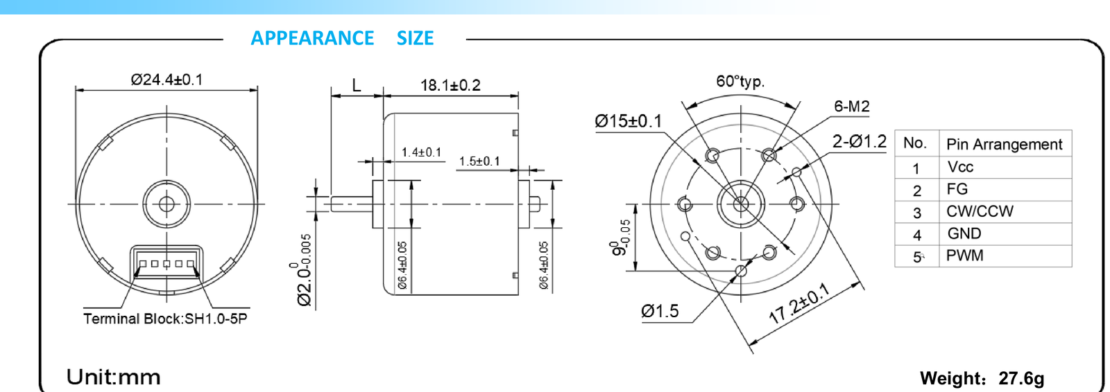 DM-BL2418 dimensions