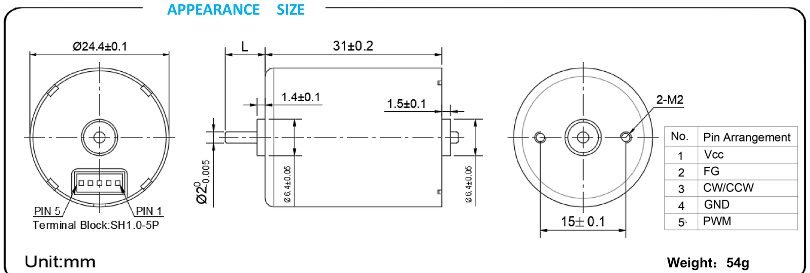DM-BL2430 dimensions