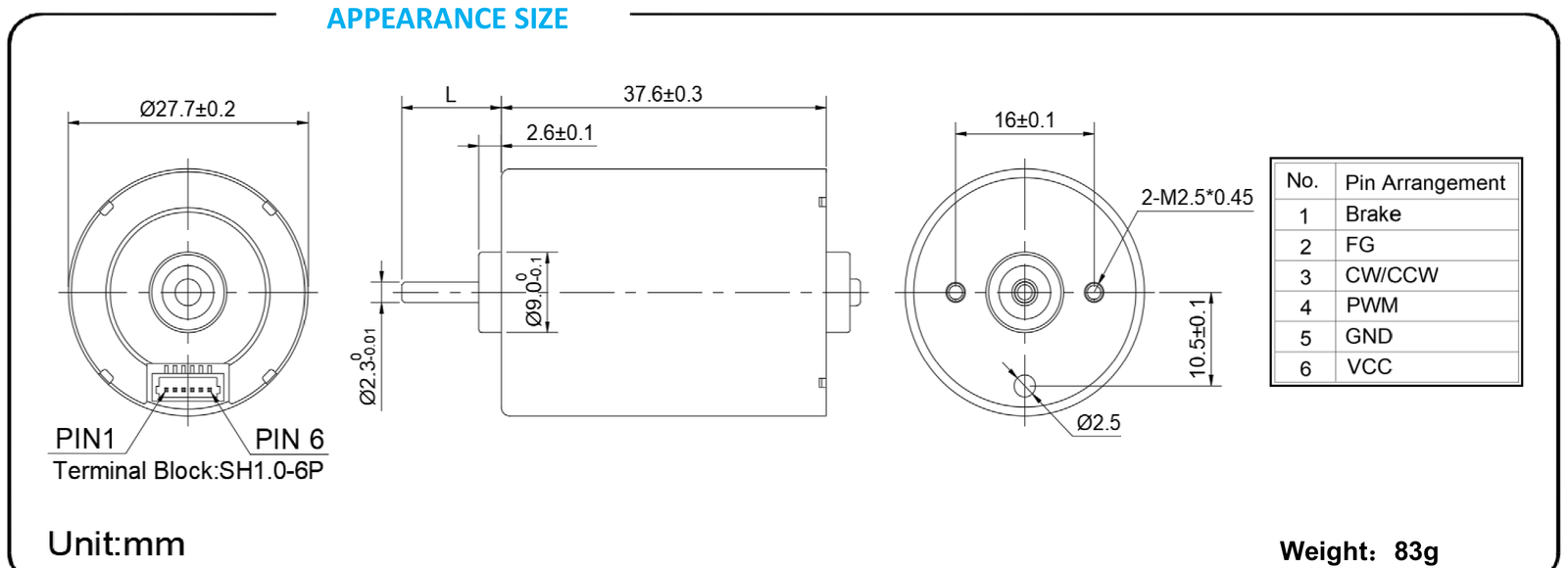 DM-BL2838 dimensions