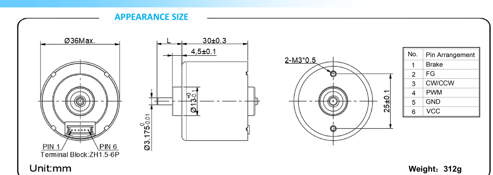 DM-BL3630 dimensions