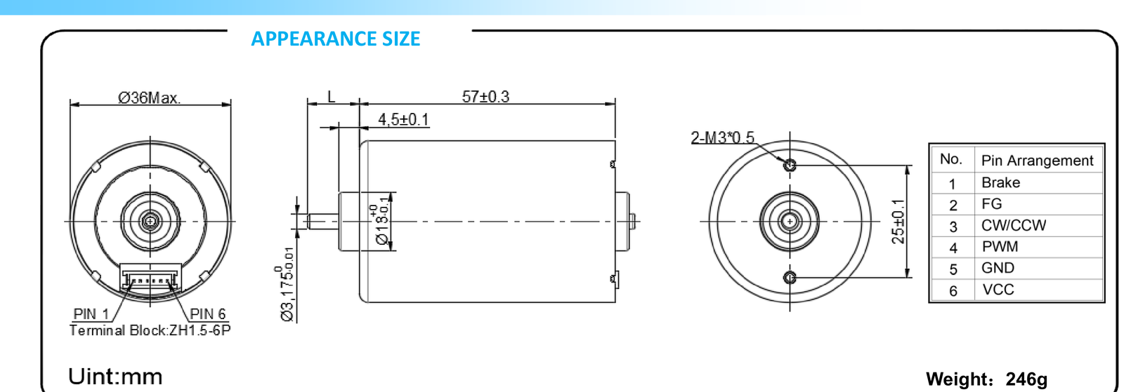 DM-BL3657 dimensions