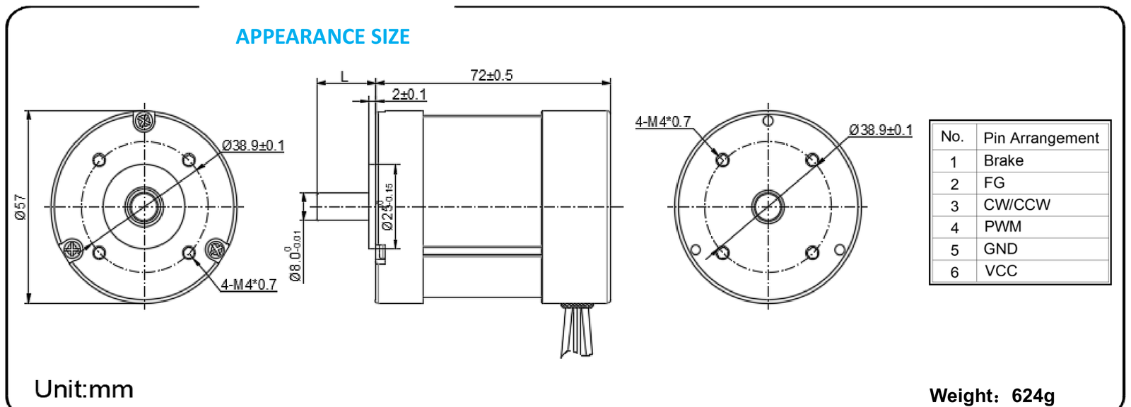 DM-BL5772 dimensions