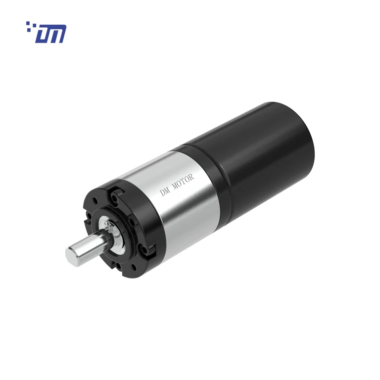DM-36PBL3640 36mm brushless planetary gear motor, 12V/24V, output shaft view, white background