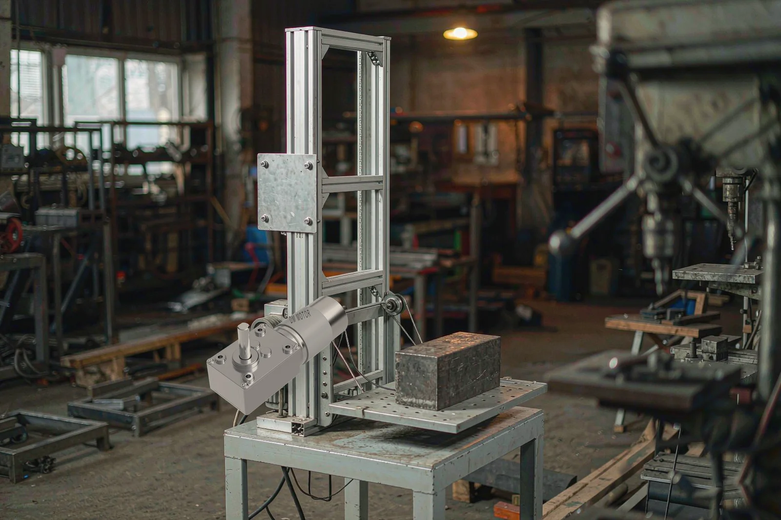 Worm gear motor self locking hoist scene